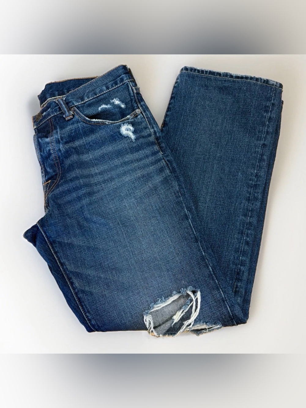 Abercrombie & Fitch Men’s Jeans Classic Straight Distressed 33x32 Y2K Dark Wash